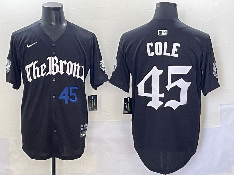 Men 2025 New York Yankees #45 Cole Black Five generations Joint Name Nike MLB Jersey style 3